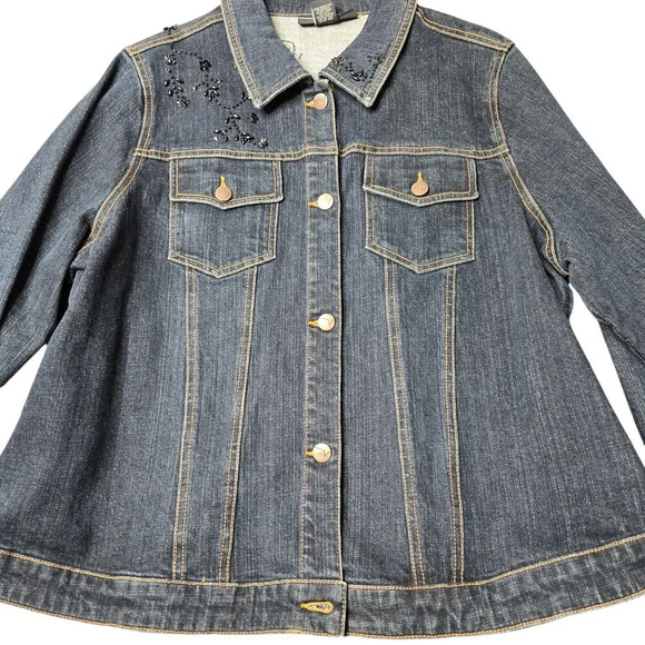 Venezia Dark Denim Beaded Jacket 18/20 - Picture 8 of 9